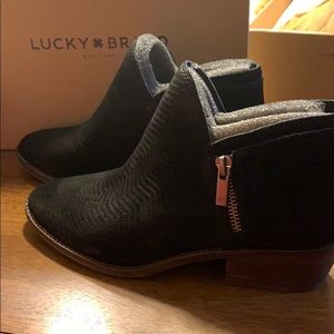 Lucky Brand Fhuna Booties Black New w/ Box Size 8